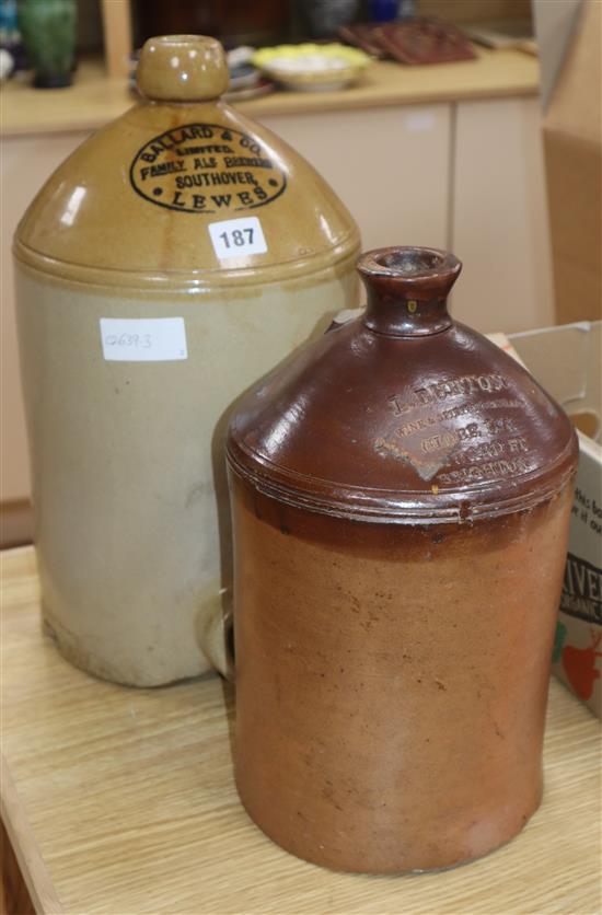 Two stoneware pots, one Lewes, one Brighton